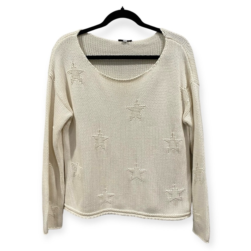 Rails Star Knit Boatneck Pullover Sweater Cream Small